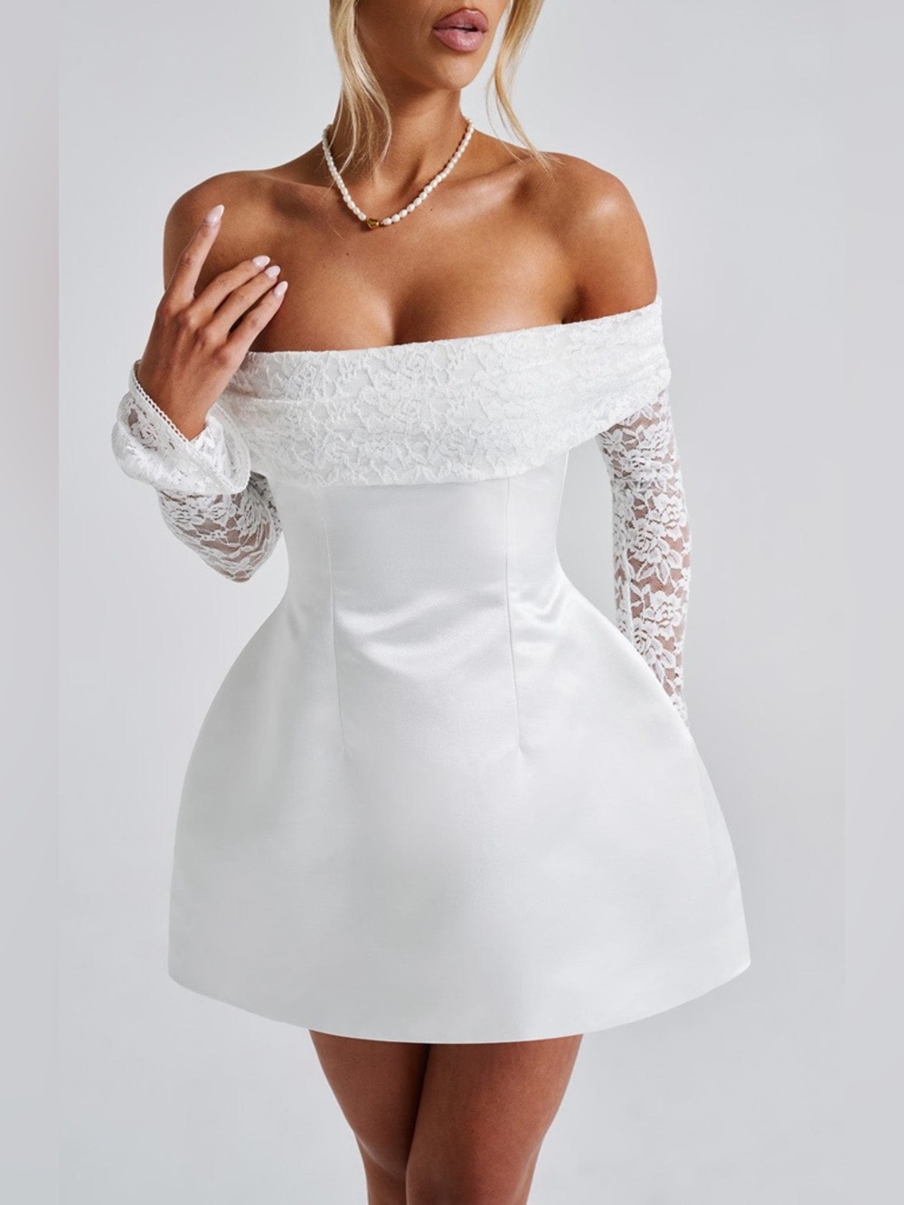BABY BOO GEORGIANNA MINI DRESS, L, IVORY